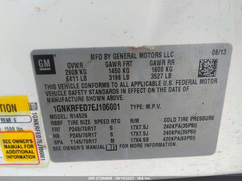 2014 CHEVROLET TRAVERSE LS - 1GNKRFED7EJ106001