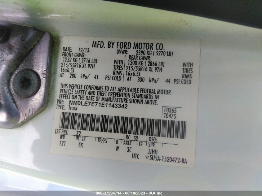 2014 FORD TRANSIT CONNECT XL - NM0LE7E71E1143342