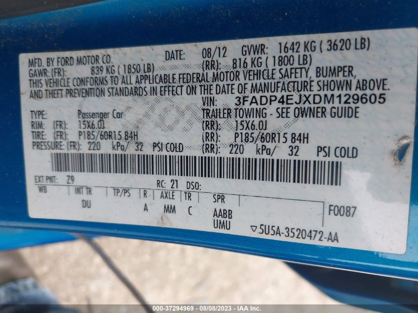 2013 FORD FIESTA SE - 3FADP4EJXDM129605