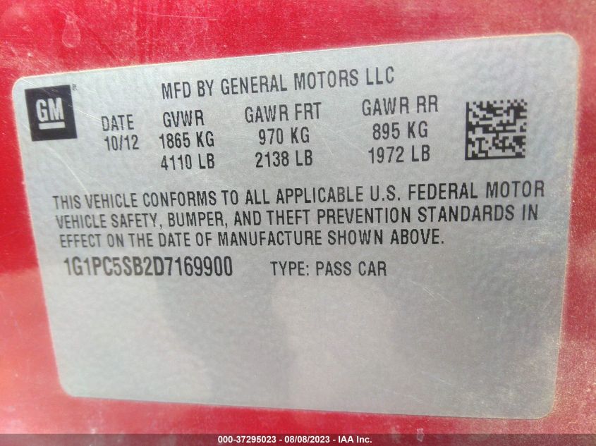 2013 CHEVROLET CRUZE 1LT - 1G1PC5SB2D7169900