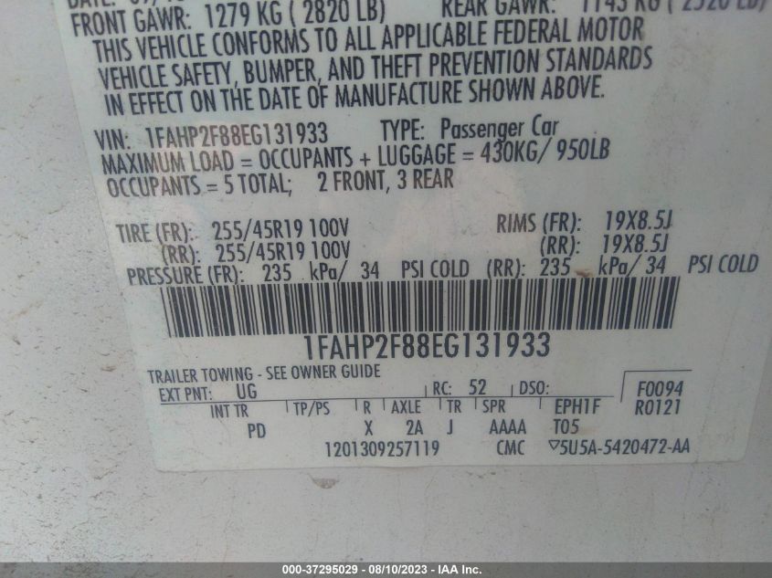 2014 FORD TAURUS LIMITED - 1FAHP2F88EG131933