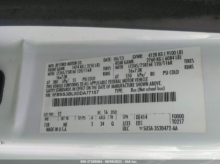2013 FORD ECONOLINE WAGON XL/XLT - 1FBSS3BL0DDA77157
