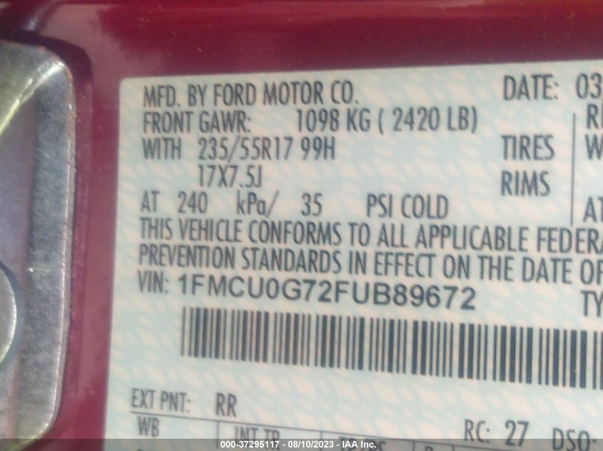 2015 FORD ESCAPE SE - 1FMCU0G72FUB89672