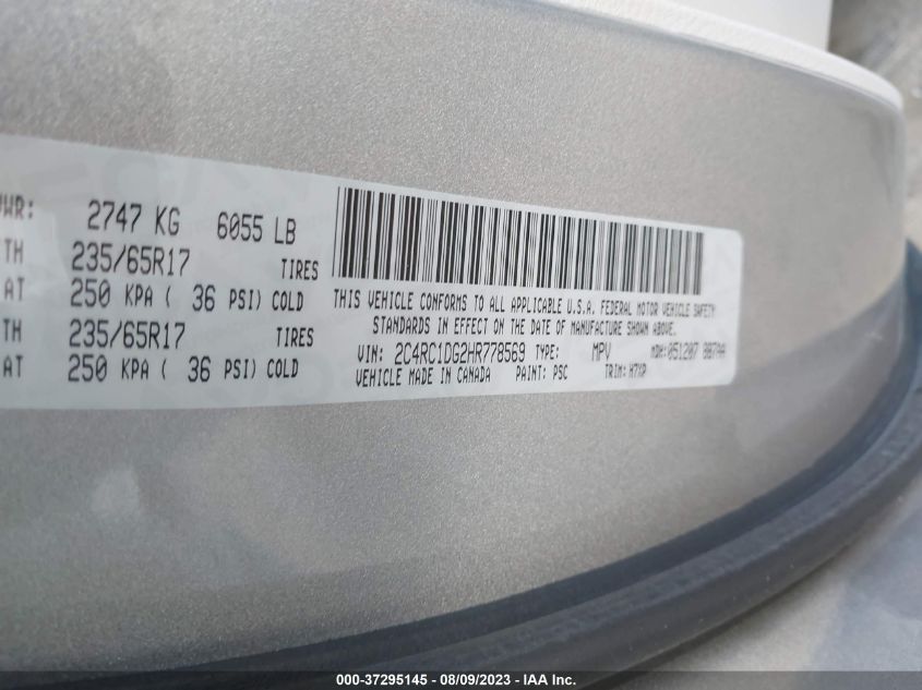 2017 CHRYSLER PACIFICA TOURING - 2C4RC1DG2HR778569