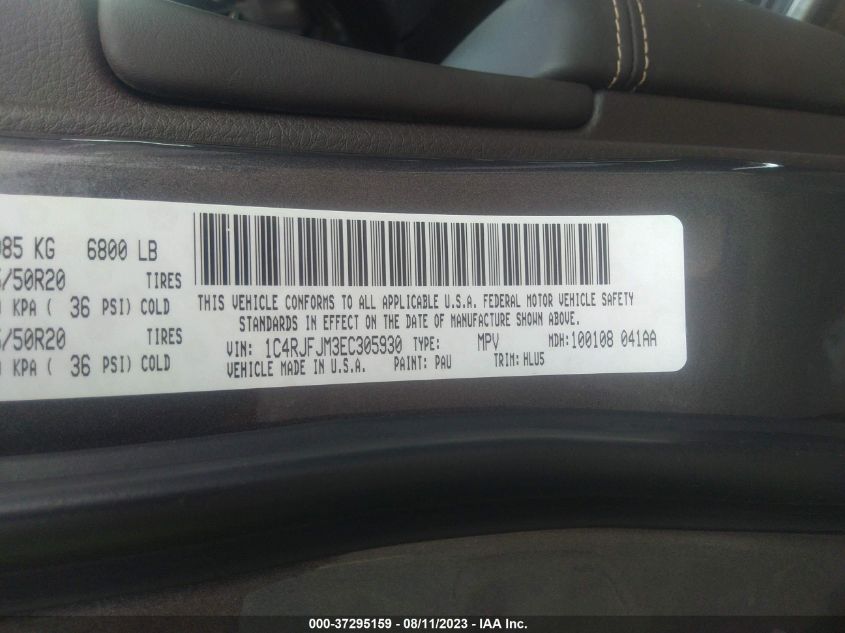 2014 JEEP GRAND CHEROKEE SUMMIT - 1C4RJFJM3EC305930
