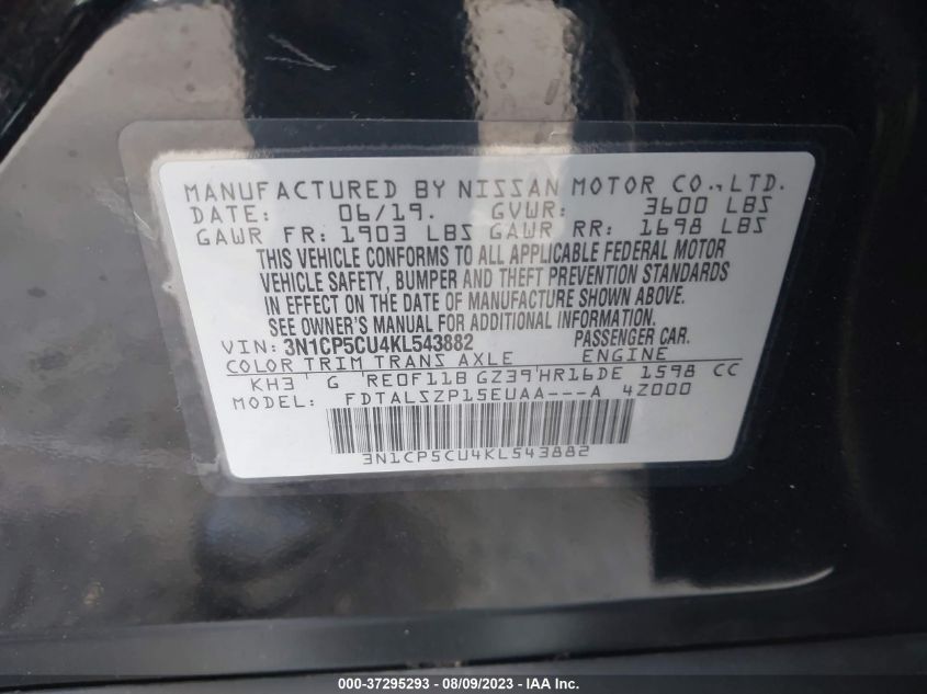 2019 NISSAN KICKS S/SR/SV - 3N1CP5CU4KL543882