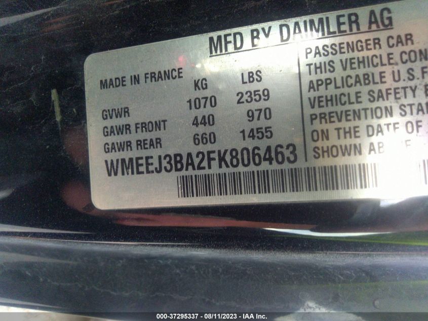 2015 SMART FORTWO PASSION/PURE WMEEJ3BA2FK806463