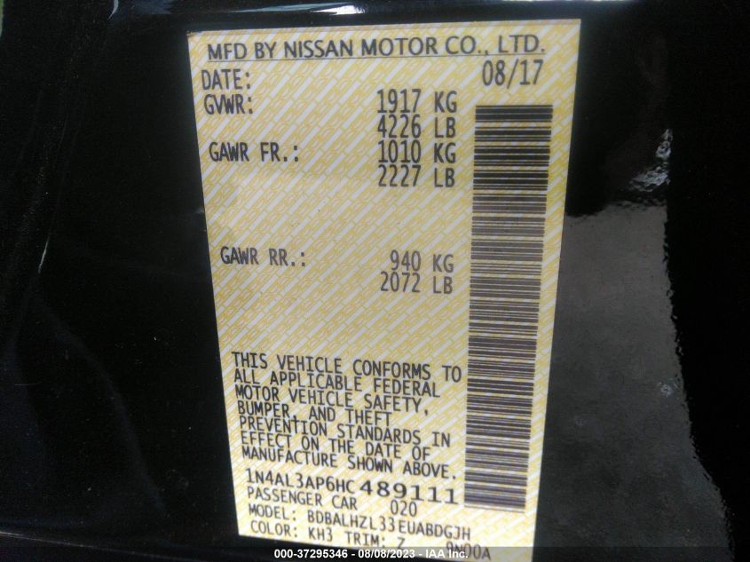 2017 NISSAN ALTIMA 2.5 SR - 1N4AL3AP6HC489111