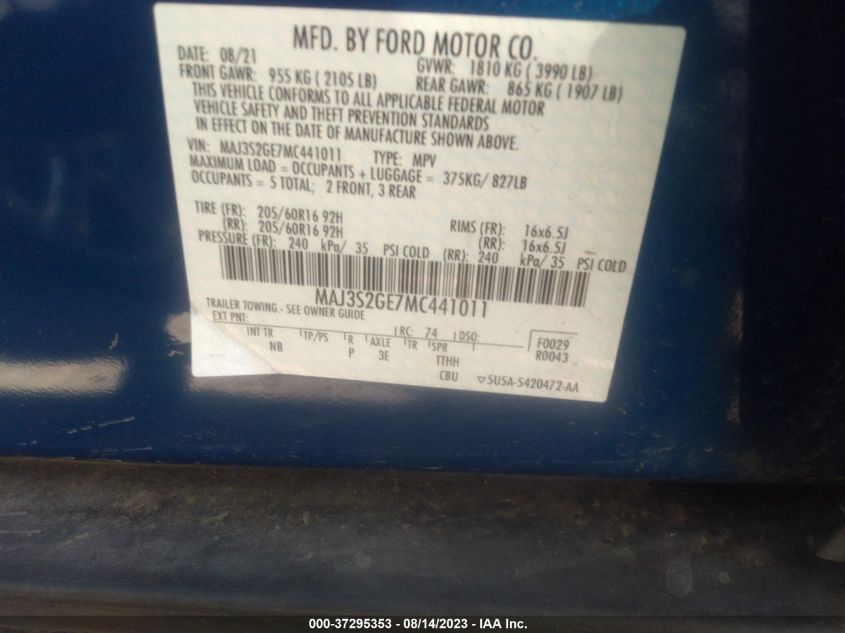 2021 FORD ECOSPORT SE - MAJ3S2GE7MC441011