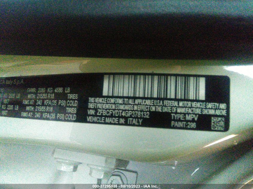 2016 FIAT 500X LOUNGE - ZFBCFYDT4GP378132