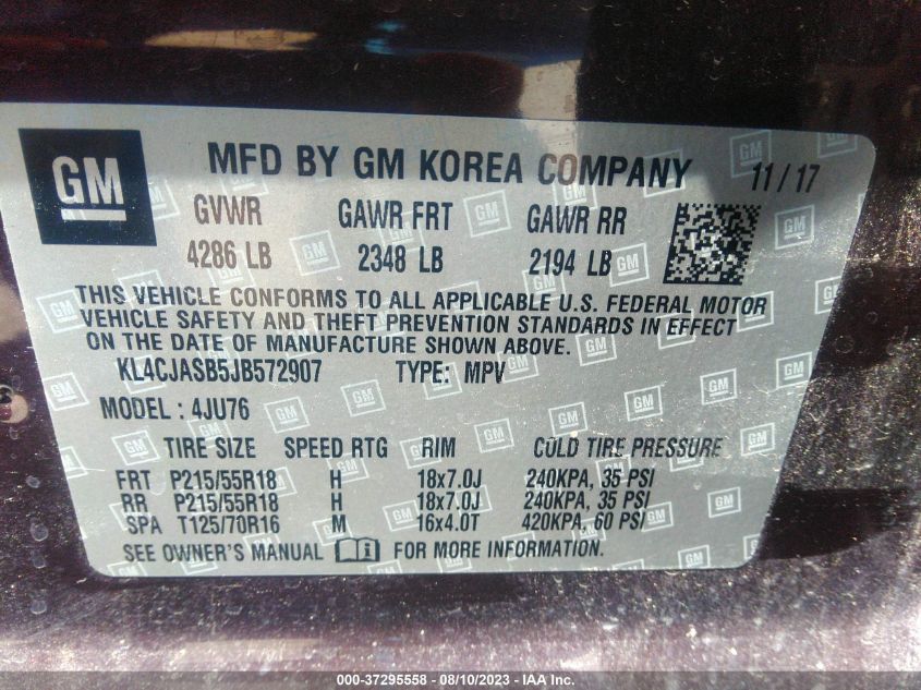 2018 BUICK ENCORE PREFERRED - KL4CJASB5JB572907