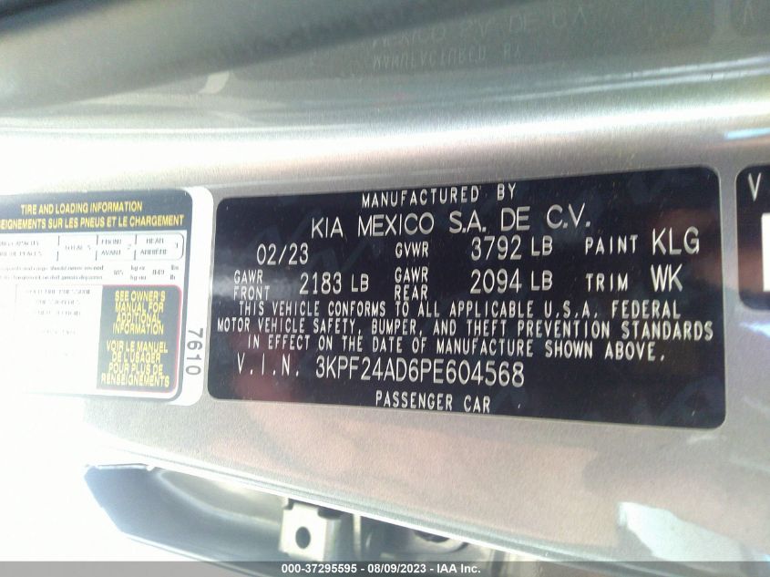 2023 KIA FORTE LXS - 3KPF24AD6PE604568