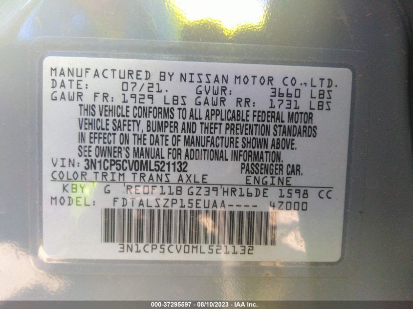 3N1CP5CV0ML521132 Nissan Kicks SV 9