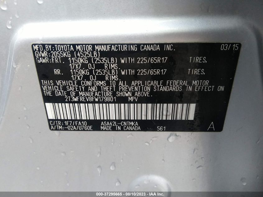 2015 TOYOTA RAV4 XLE - 2T3WFREV8FW179801