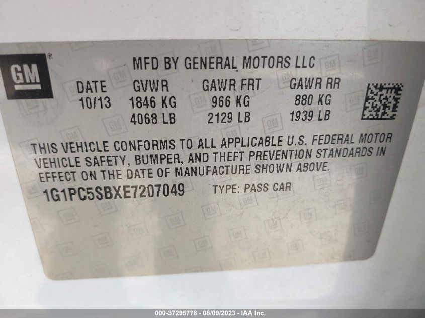 2014 CHEVROLET CRUZE LT - 1G1PC5SBXE7207049