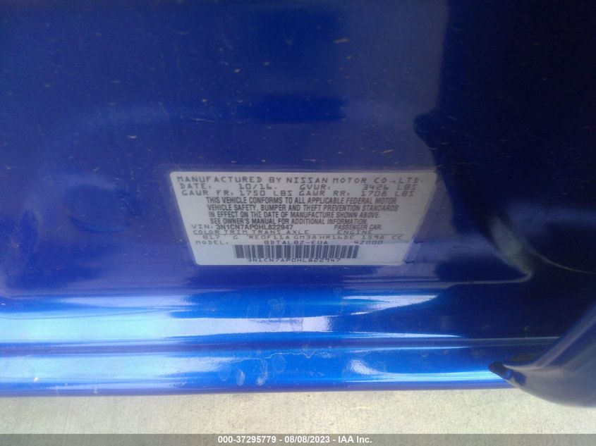 2017 NISSAN VERSA SEDAN SV - 3N1CN7AP0HL822947