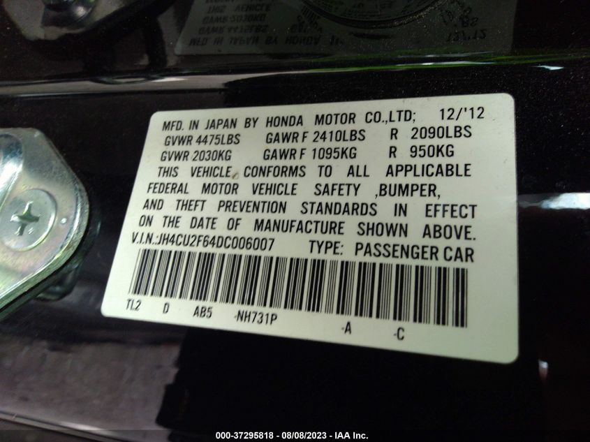 2013 ACURA TSX TECH PKG - JH4CU2F64DC006007