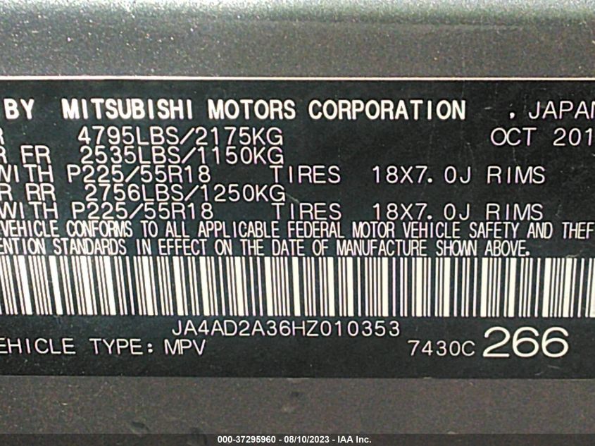 2017 MITSUBISHI OUTLANDER ES - JA4AD2A36HZ010353