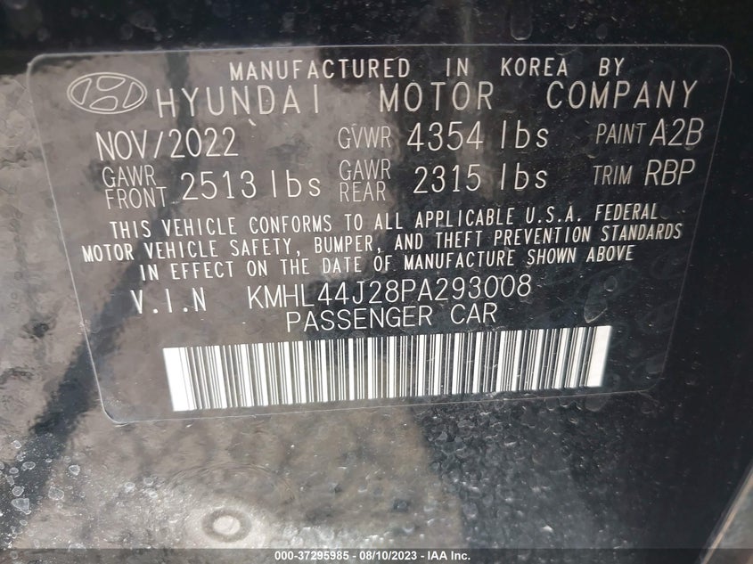 VIN KMHL44J28PA293008 2023 HYUNDAI SONATA SEL PLUS