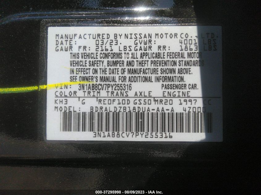2023 NISSAN SENTRA SV - 3N1AB8CV7PY255316