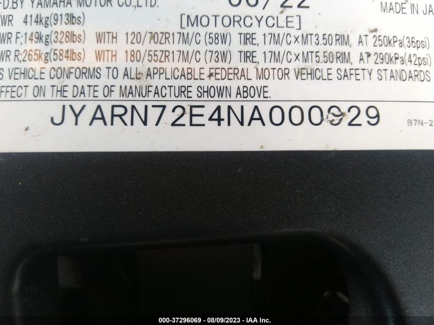 2022 YAMAHA MT09 D JYARN72E4NA000929