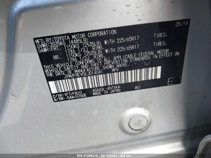 2014 TOYOTA RAV4 LE - JTMZFREV5EJ014041