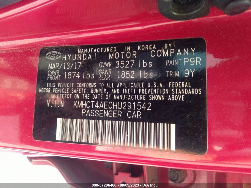 2017 HYUNDAI ACCENT SE - KMHCT4AE0HU291542