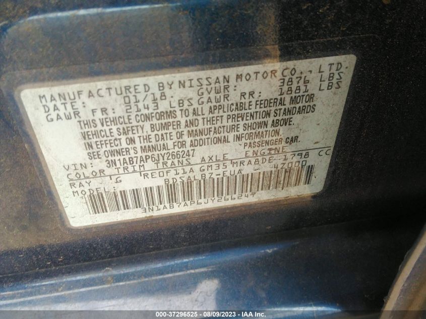 2018 NISSAN SENTRA S/SV/SR/SL - 3N1AB7AP6JY266247