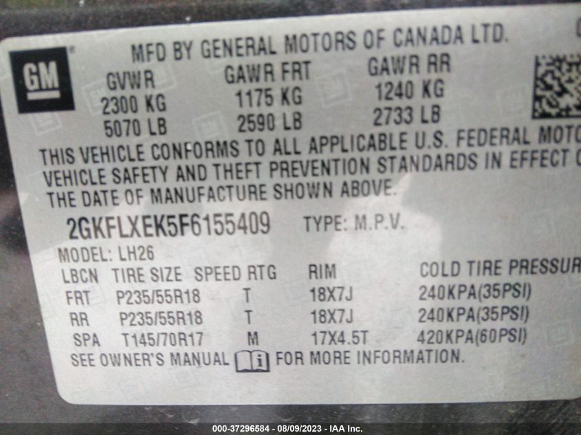 2015 GMC TERRAIN SLT - 2GKFLXEK5F6155409