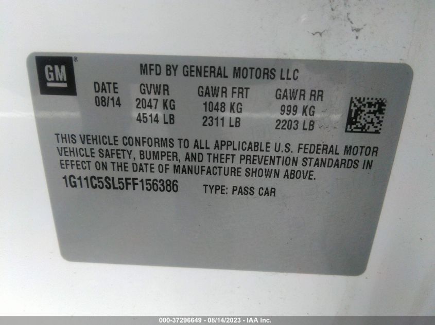 2015 CHEVROLET MALIBU LT - 1G11C5SL5FF156386