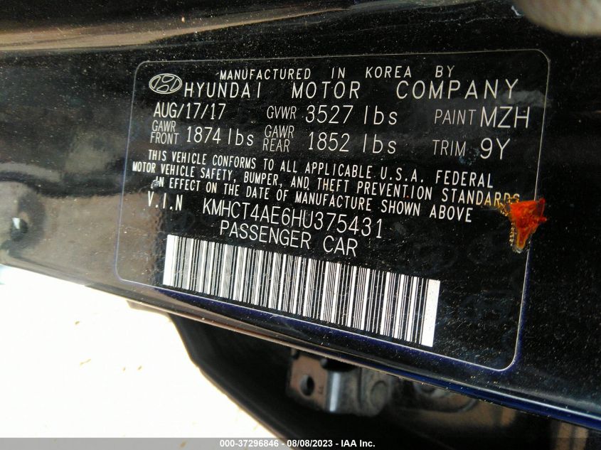 2017 HYUNDAI ACCENT SE - KMHCT4AE6HU375431