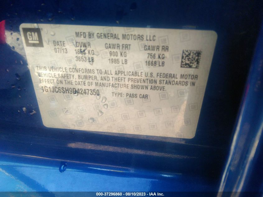 2013 CHEVROLET SONIC LT - 1G1JC6SH9D4247350