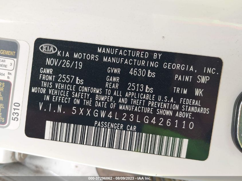 2020 KIA OPTIMA SX - 5XXGW4L23LG426110