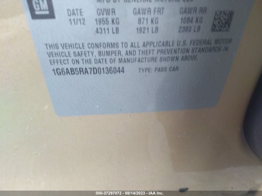 2013 CADILLAC ATS LUXURY - 1G6AB5RA7D0136044