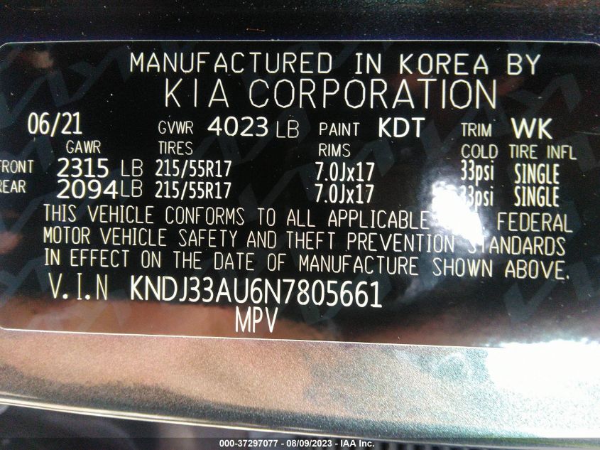 2022 KIA SOUL EX - KNDJ33AU6N7805661