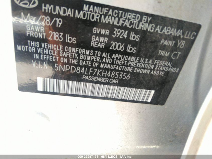 5NPD84LF7KH485356 Hyundai Elantra SEL 9