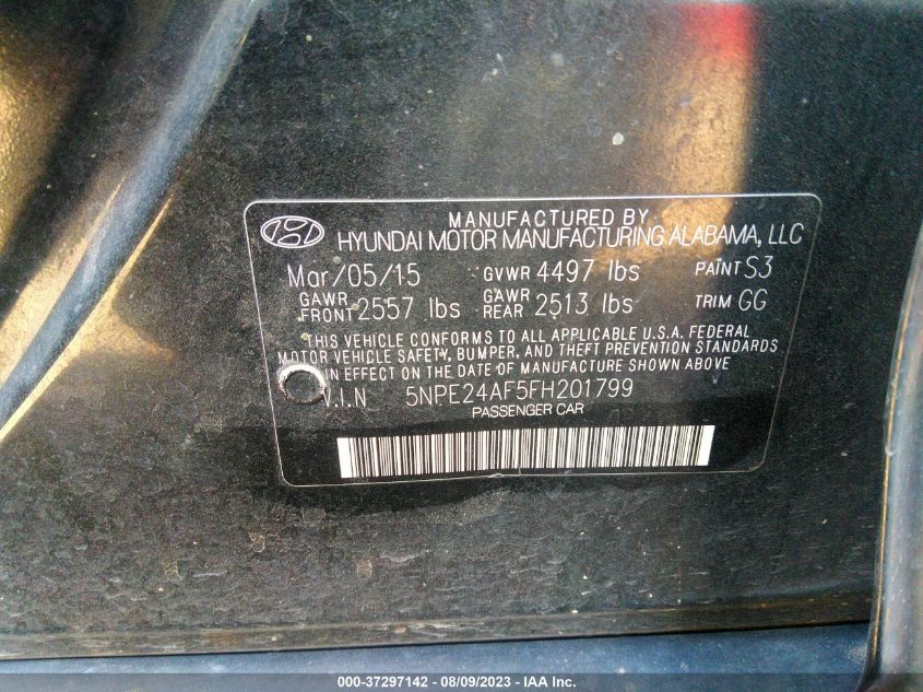 2015 HYUNDAI SONATA SE - 5NPE24AF5FH201799