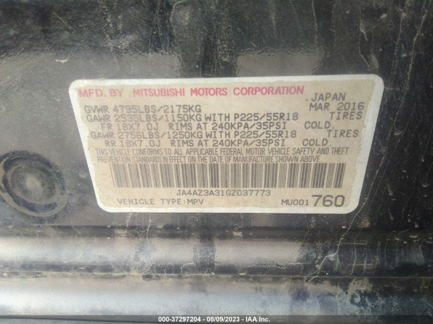 2016 MITSUBISHI OUTLANDER SE/SEL/ES - JA4AZ3A31GZ037773