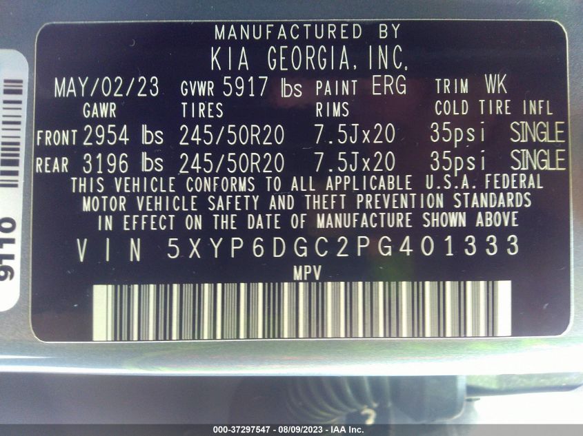 2023 KIA TELLURIDE S - 5XYP6DGC2PG401333