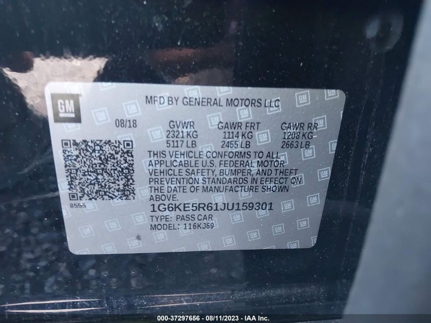 2018 CADILLAC CT6 SEDAN LUXURY AWD - 1G6KE5R61JU159301