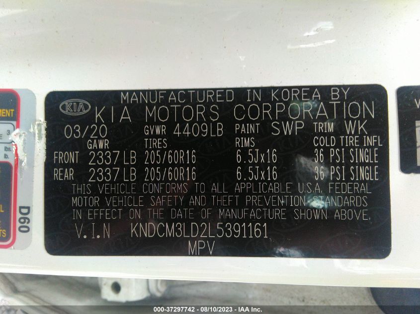 KNDCM3LD2L5391161 Kia Niro LXS 9