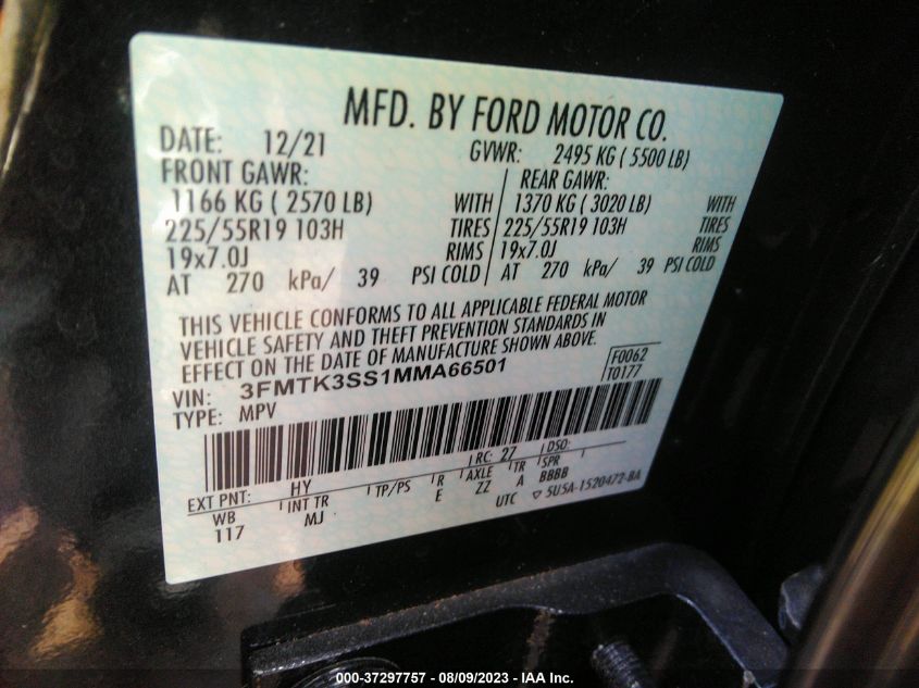 2021 FORD MUSTANG MACH-E PREMIUM - 3FMTK3SS1MMA66501