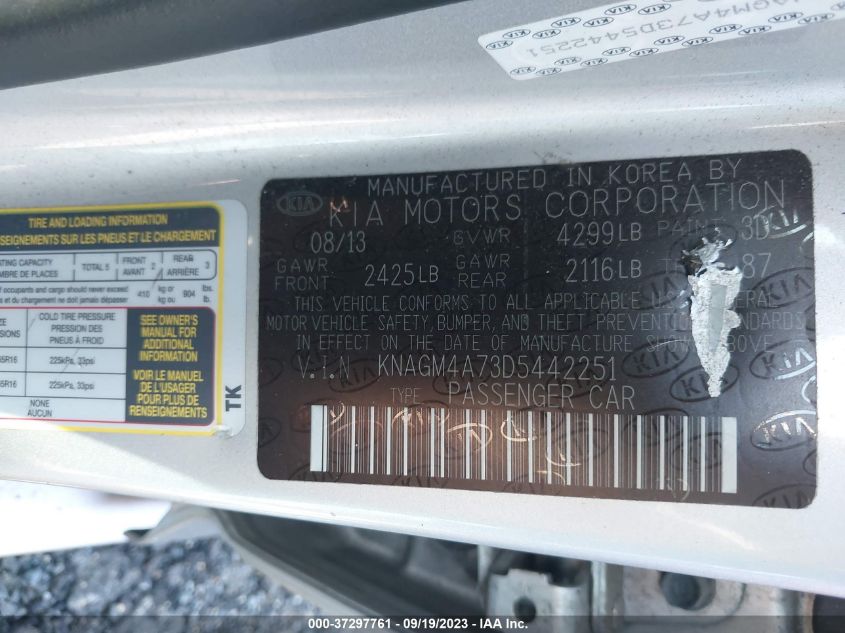 2013 KIA OPTIMA LX - KNAGM4A73D5442251
