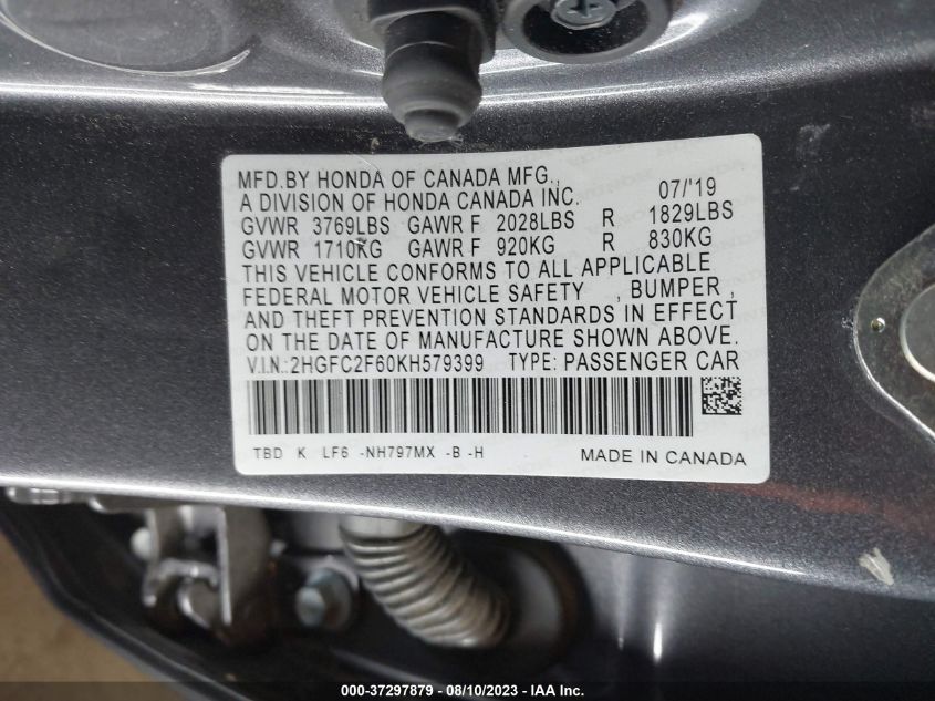 2019 HONDA CIVIC SEDAN LX - 2HGFC2F60KH579399