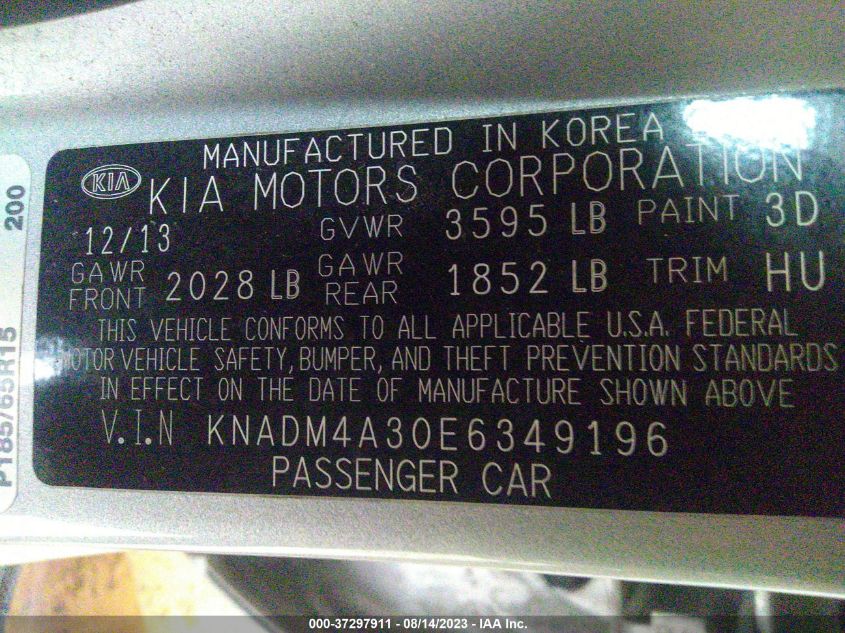2014 KIA RIO LX - KNADM4A30E6349196