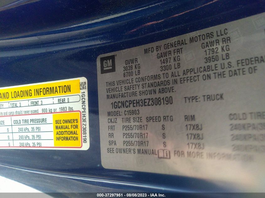 2014 CHEVROLET SILVERADO 1500 WORK TRUCK - 1GCNCPEH3EZ308190