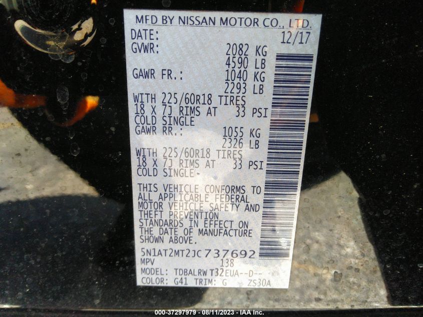 2018 NISSAN ROGUE S/SL - 5N1AT2MT2JC737692