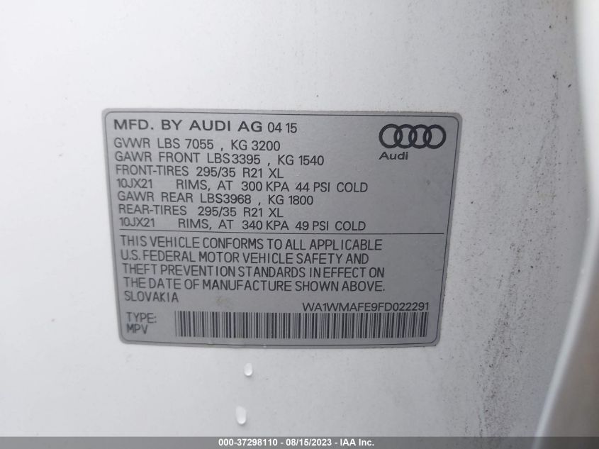 2015 AUDI Q7 TDI/PRESTIGE - WA1WMAFE9FD022291
