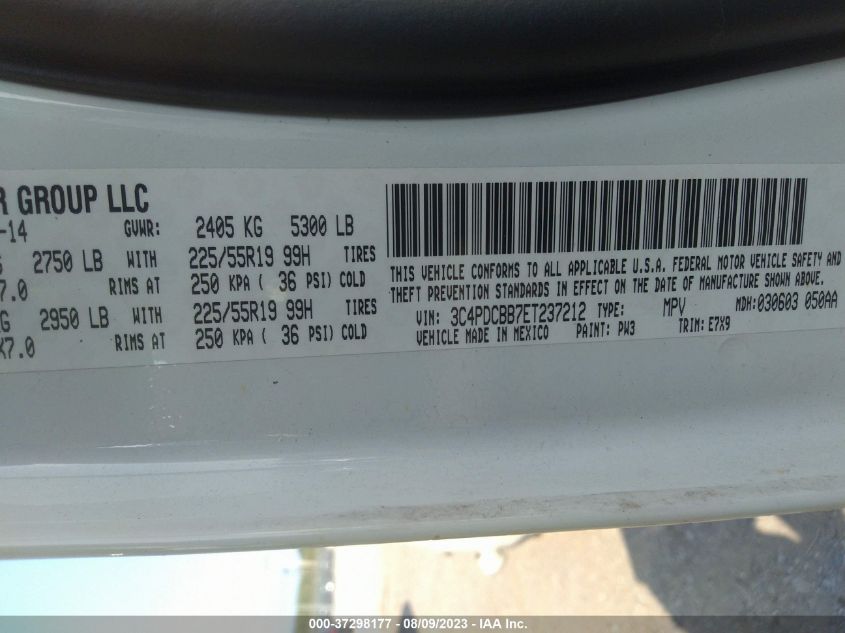 2014 DODGE JOURNEY SXT - 3C4PDCBB7ET237212