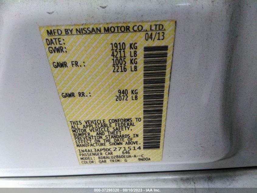 2013 NISSAN ALTIMA 2.5 SV - 1N4AL3AP9DC271514